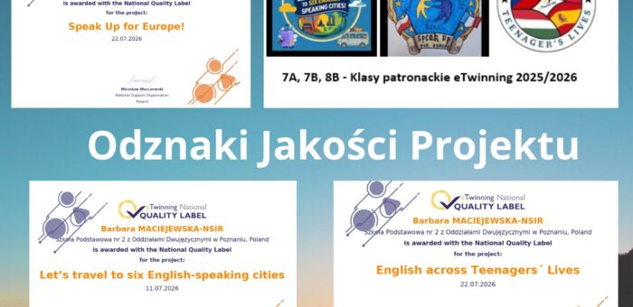 Trzy projekty eTwinning – trzy Odznaki Jakości!
